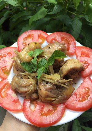 Hình của món Gà xào gừng.