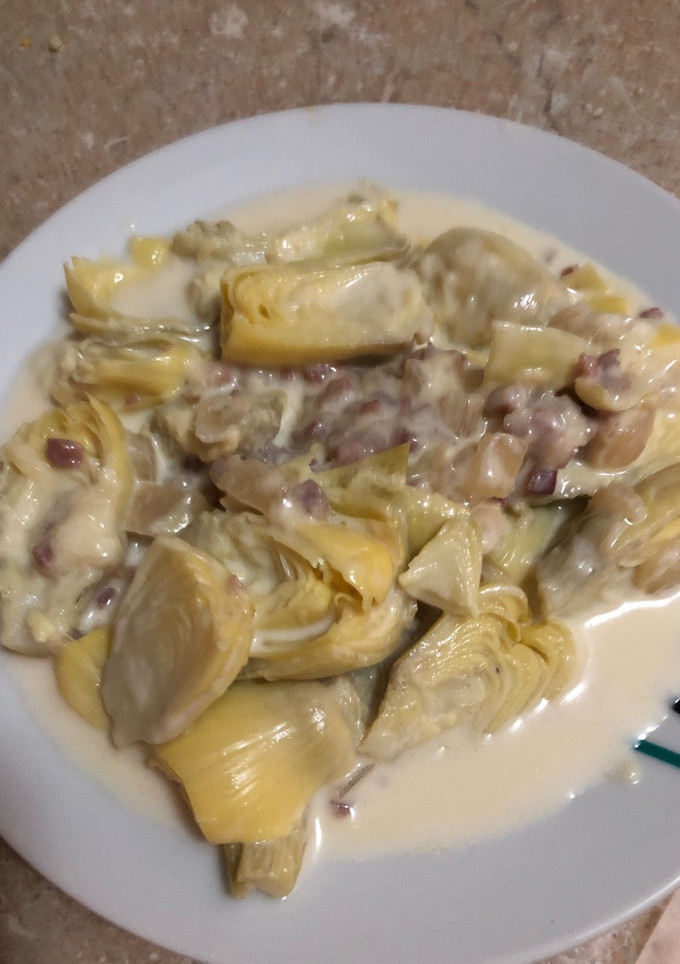 Una foto de Alcachofas con jamón y mozzarella