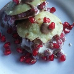 A picture of Ice-Cream pomegranate sweet Idli Sandwich.