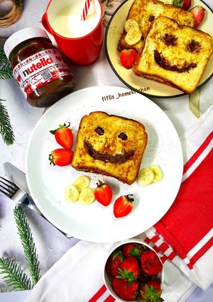 A picture of Nutella French Toast with strawberries.