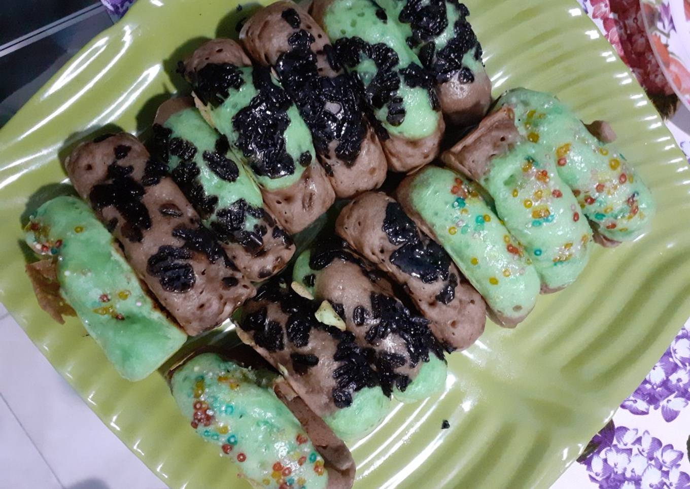 Kue Pukis coklat pandan eggless