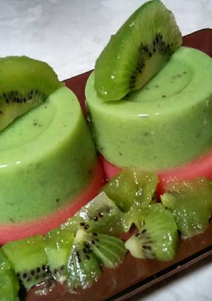 Foto resep Puding susu Kiwi dan strawberry