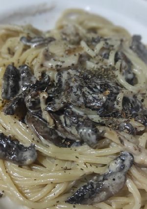 Foto resep Spaghetti Saus Krim Jamur Miso