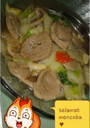 Foto resep Sayur sawi bakso ☆