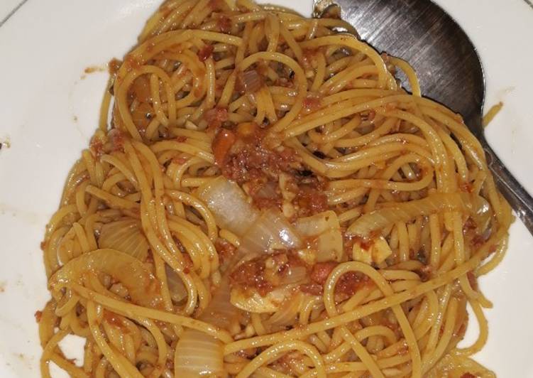 Spaghetti cornet lada hitam(menu diet)