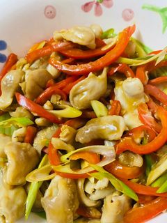 Hình của món Bao tử cá Chẽm xào xả ớt.