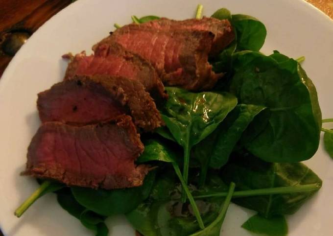Recipe of Favorite London broil over spinach salad
