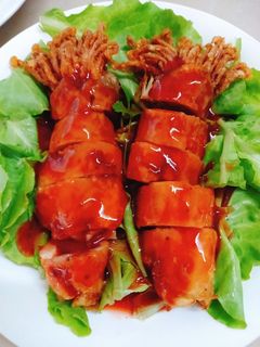 Hình của món Nấm cuộn sauce cà.