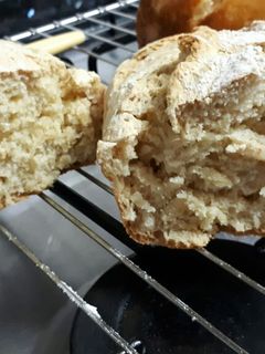 Una foto de Pan sin amasar, sin reposar y con levadura química