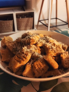 Una foto de Ñoquis de calabaza y avena