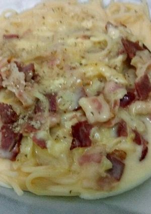 Foto resep Spaghetti pork bacon carbonara