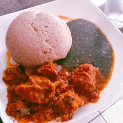 A picture of Wheat with Ewedu and Tomatoes Stew.