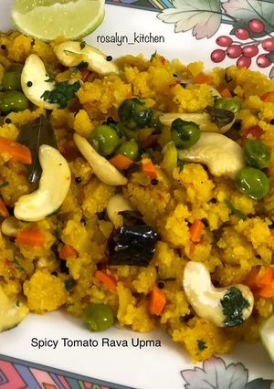 A picture of Spicy Tomato Rava Upma.