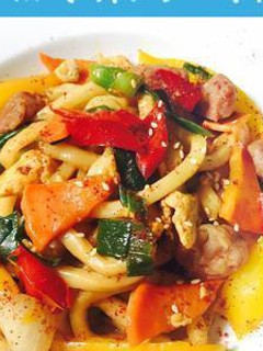 和風野菜炒烏龍麵 的食譜成品照片