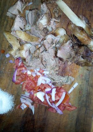 A picture of Mbuzi Choma with Kachumbari.