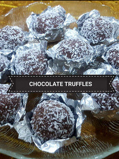 A picture of Chocolate coconut truffles 🍫🍬.
