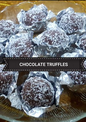 A picture of Chocolate coconut truffles 🍫🍬.