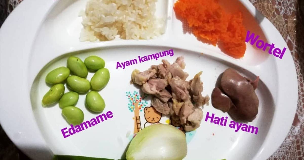 Resep Mpasi 4* hati ayam, ayam kampung, edamame slow 