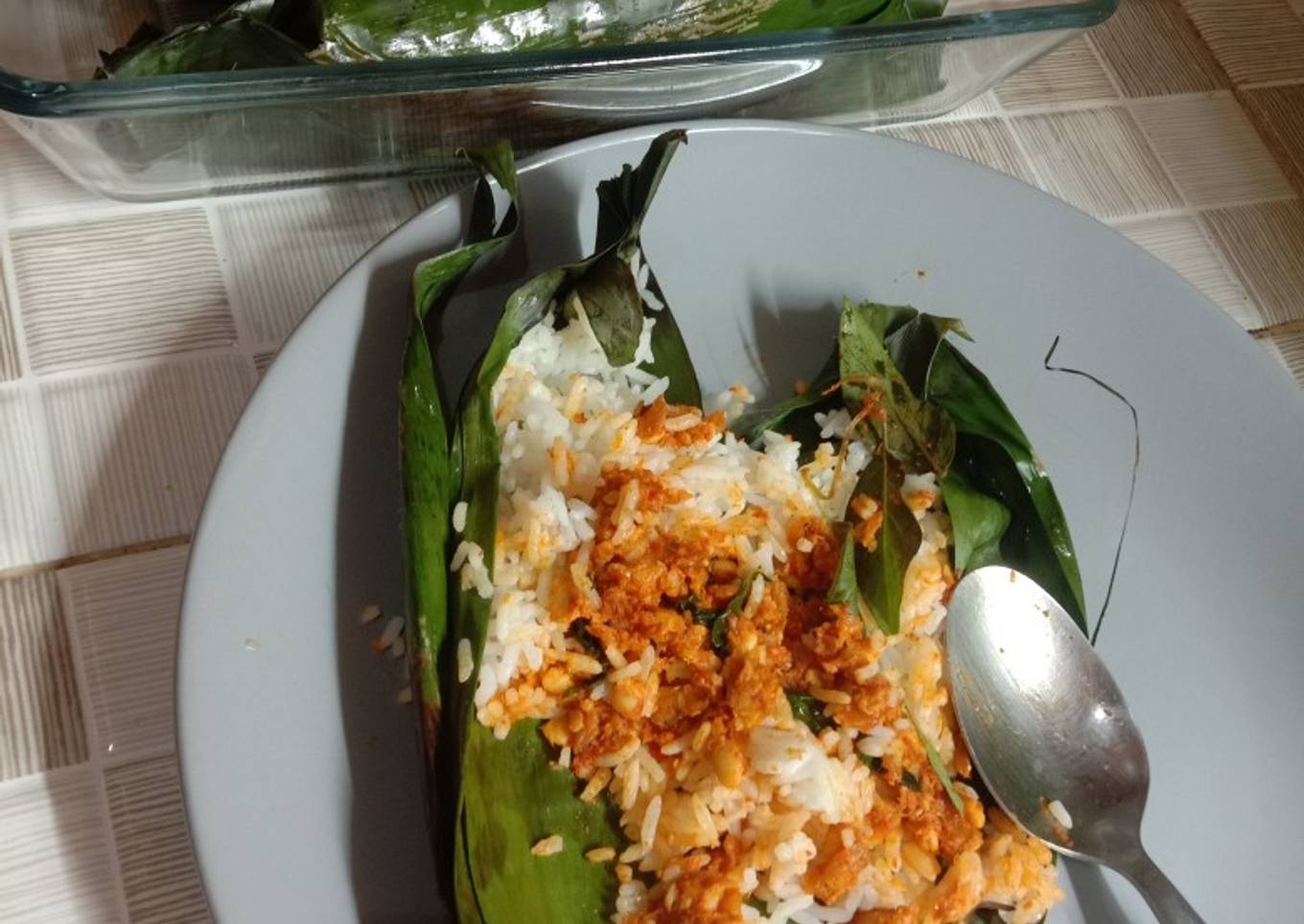 Nasi bakar tempe kemangi