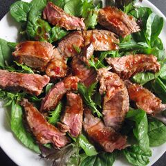 A picture of Steak Salad with Ponzu Based Dressing.