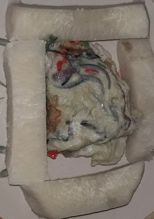 A picture of Yam and veg egg.