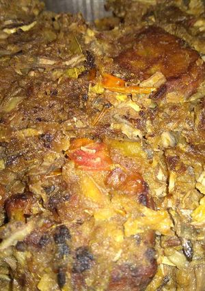 A picture of Banana flower curry.
