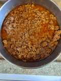 Preparação base de carne moída com molho de tomate