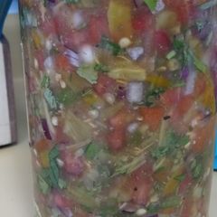 A picture of Green chile Salsa aka pico de gallo.