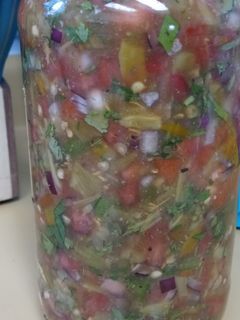 A picture of Green chile Salsa aka pico de gallo.