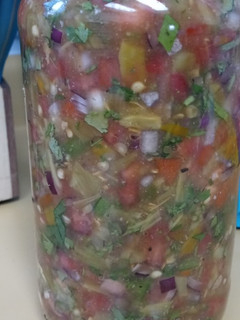A picture of Green chile Salsa aka pico de gallo.