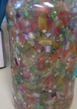 A picture of Green chile Salsa aka pico de gallo.