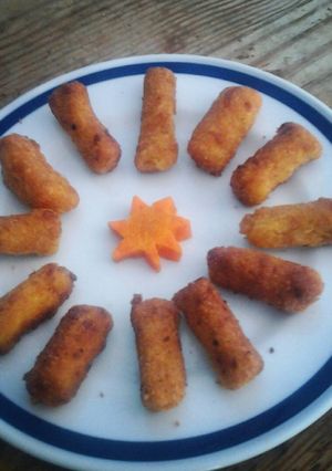 Una foto de Croquetas de pollo y berenjenas al rey'