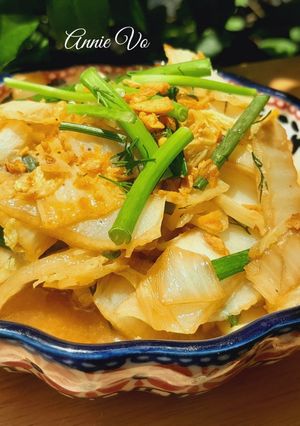 Hình của món Cải thảo xào tỏi thì là.