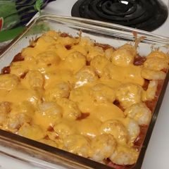 A picture of Chili Dog Tot Casserole for 2.