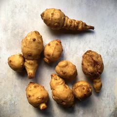A picture of Roasted sunchokes - or Jerusalem artichokes.