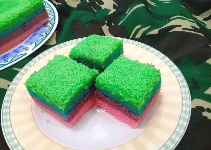 Rainbow Cake Kukus Ekonomis (2 telur)