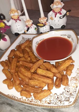 عکسی از دستور سیب زمینی بامیه ای 😋😋