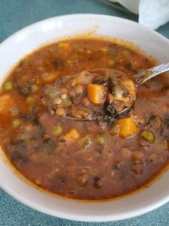 A picture of Sausage Lentil Vegetable Soup.