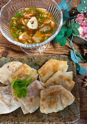 A picture of Small Gyoza Dumpling with Yui’s Nam Pla Plick.
