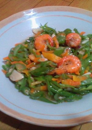 Foto resep Oseng Buncis Wortel & Udang segar
