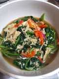 Tumis daun ubi rambat dan rebon