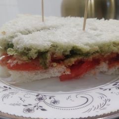 A picture of Three color Spicy veggies sandwich.
