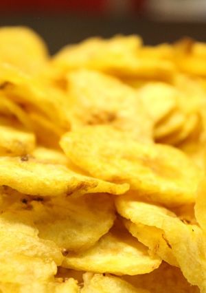 A picture of Yellow Banana Chips | Banana Wafers.
