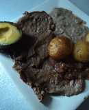 Carne asada al pulque con frijolitos, papas asadas y salsa martajada ranchera San Diego