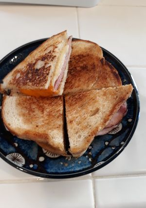 A picture of Grilled cheese and ham.