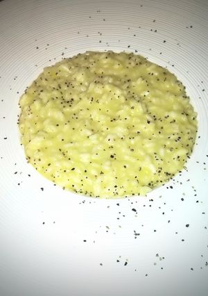 Foto di Risotto alla crema di porro, formaggio di montagna e pepe