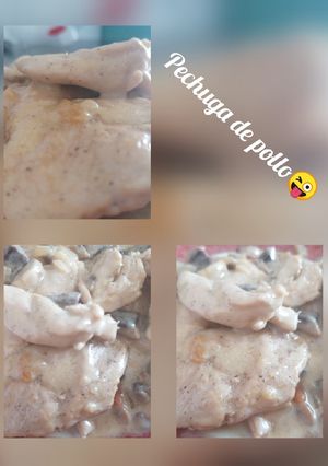 Una foto de Pechugas de pollo con salsa y champiñones👌