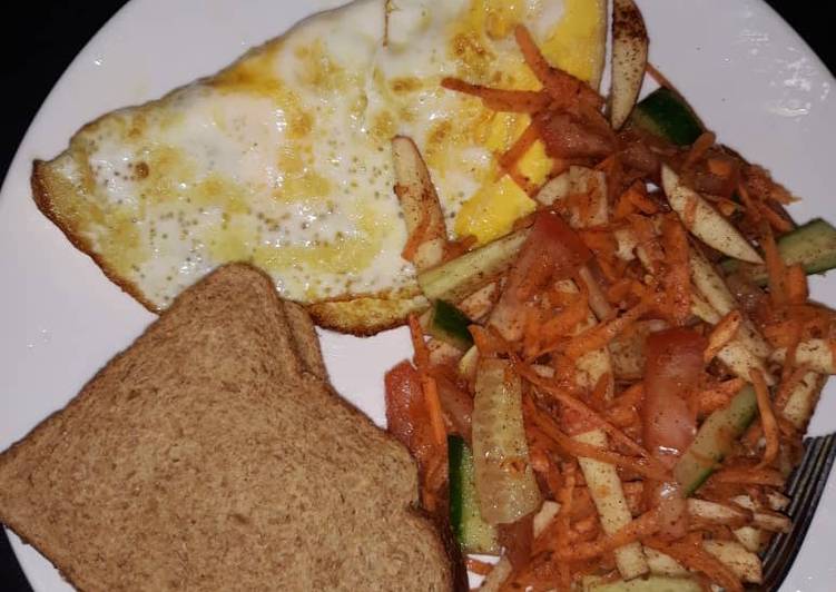 Simple Way to Make Quick Brown bread/Omelet &amp; mixed veggies