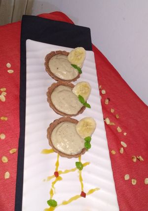 A picture of Kuttu Tart With Banana Caramelize Sauce.