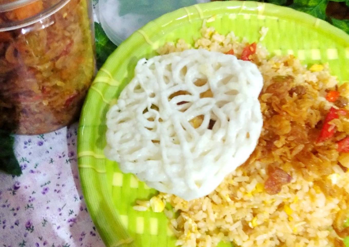 NasGor Telok Betaborr Bawang Goreng Rebon Pedes Gurih😀😘